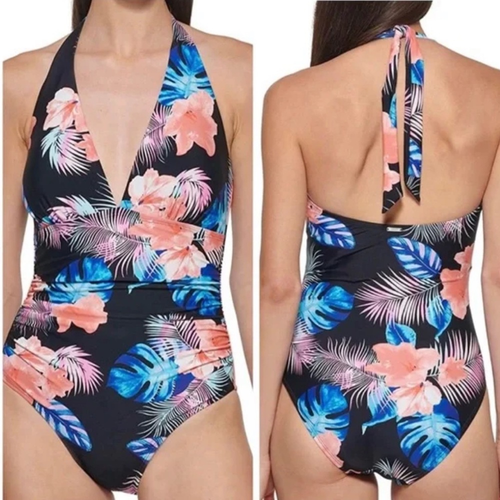 DKNY‎ Tropical Print One-Piece Swimsuit